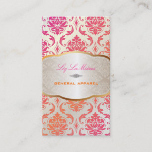 PixDezines vendome damast/sherbet kleur Visitekaartje