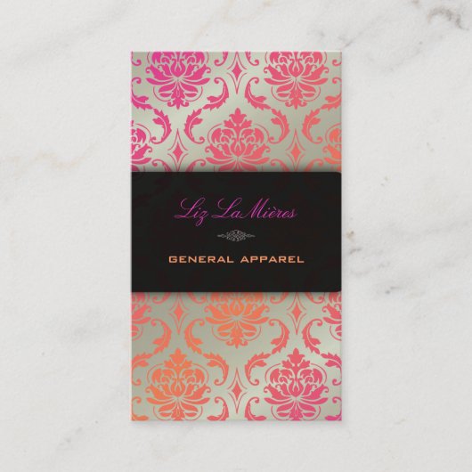 PixDezines vendome damast/sherbet kleur Visitekaartje (Voorkant)