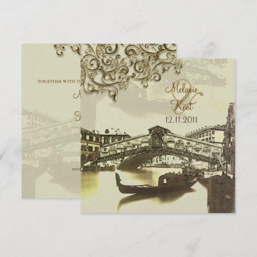 PixDezines  Venezia, Rialto Bridge/Swirls Kaart (Voorkant / Achterkant)