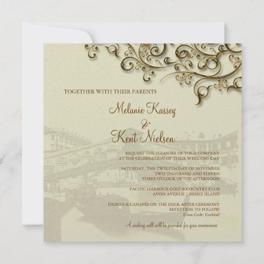 PixDezines  Venezia, Rialto Bridge/Swirls Kaart (Achterkant)