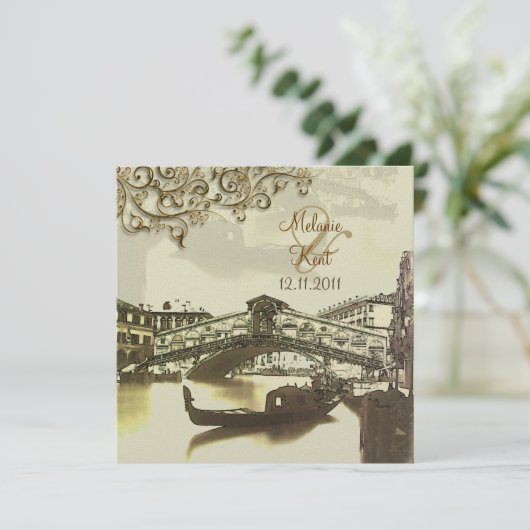 PixDezines  Venezia, Rialto Bridge/Swirls Kaart (Staand voorkant)