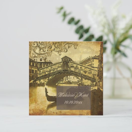 PixDezines  Venezia, Rialto Bridge/Swirls Kaart (Staand voorkant)