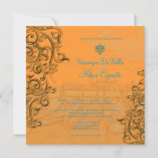 PixDezines Venezia-trouwuitnodigingen/gondolas Kaart (Achterkant)