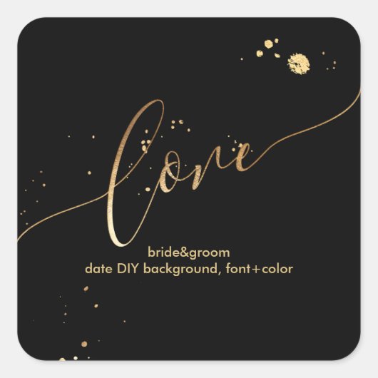 PixDezines verbijsterd faux goud/liefde Vierkante Sticker (Voorkant)