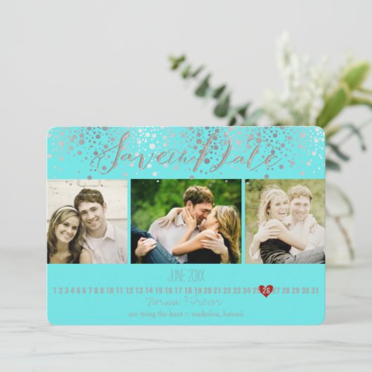 PixDezines verblind DIY kleur / foto's opslaan van Save The Date (Staand voorkant)