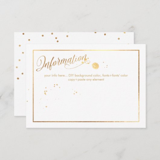 PixDezines verblind/Faux Gold-informatie Informatiekaartje (Voorkant / Achterkant)