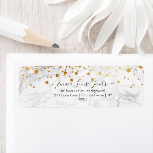 PixDezines verblind faux goud confetti marmer Etiket (Insitu)