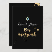 PixDezines verblind/gouden script/bar mitswa Kaart (Voorkant / Achterkant)