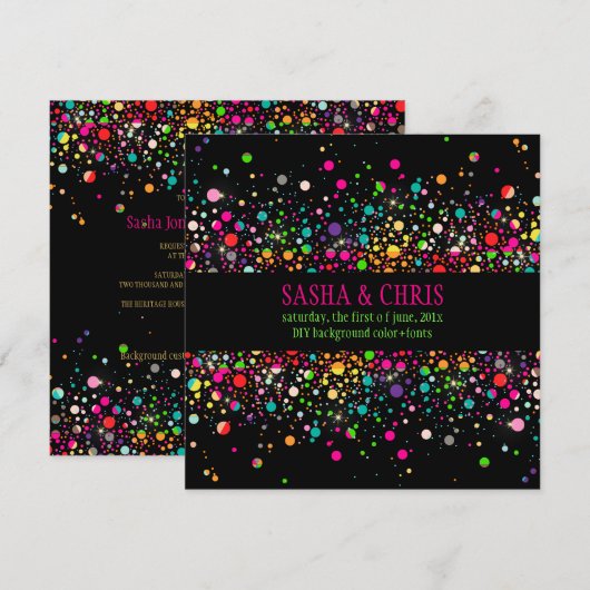 PixDezines verblind/neonspikkels/wintersoiree Kaart (Voorkant / Achterkant)