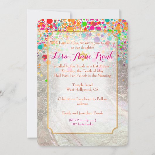 PixDezines verblind/regenboog/bat mitswa Kaart (Achterkant)