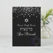 PixDezines verblind zilver/Bar Mitzvah/paarse Kaart (Staand voorkant)