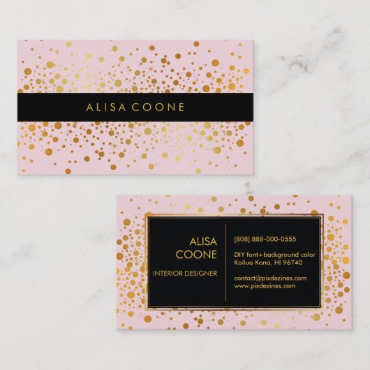 PixDezines verblinde faux gouden specs/DIY achterg Visitekaartje (Voorkant / Achterkant)