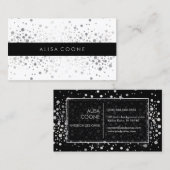 PixDezines verblinde faux zilveren confetti / spec Visitekaartje (Voorkant / Achterkant)