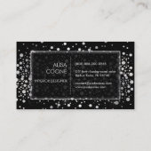 PixDezines verblinde faux zilveren confetti / spec Visitekaartje (Achterkant)