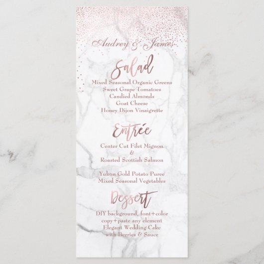 PixDezines Verblufte Faux Roos Gold + Marble Menu (Achterkant)