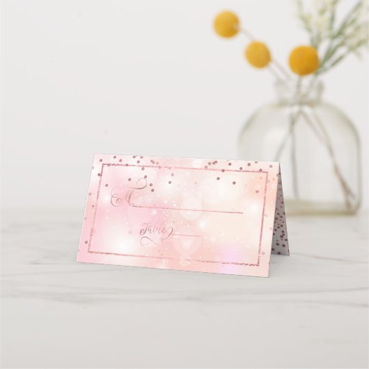 PixDezines Verblufte Faux Roos Goud Confetti + Bok Plaatskaartje (Voorkant)