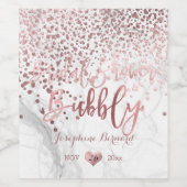 PixDezines Verblufte Faux Roos Goud Confetti/Marme Wijn Etiket (Enkel label)