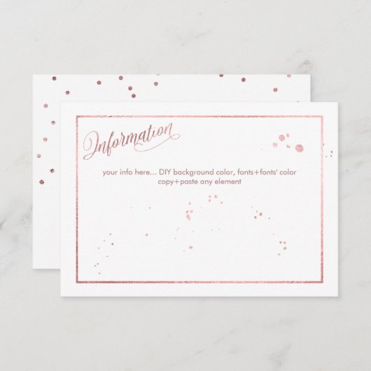 PixDezines Verblufte/Faux Roos Gouden Informatie Informatiekaartje (Voorkant / Achterkant)