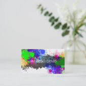 PixDezines verf spatten/bal/faux zilver Visitekaartje (Staand voorkant)