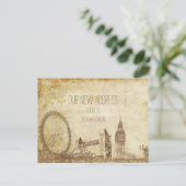 PixDezines/ verhuizen/Londen/geschetst Aankondigingskaart (Staand voorkant)