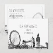 PixDezines/verhuizen/londens cityscape/geschetst Aankondigingskaart (Voorkant / Achterkant)