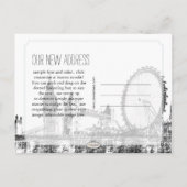 PixDezines/verhuizen/londens cityscape/geschetst Aankondigingskaart (Achterkant)