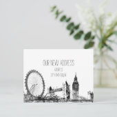 PixDezines/verhuizen/londens cityscape/geschetst Aankondigingskaart (Staand voorkant)