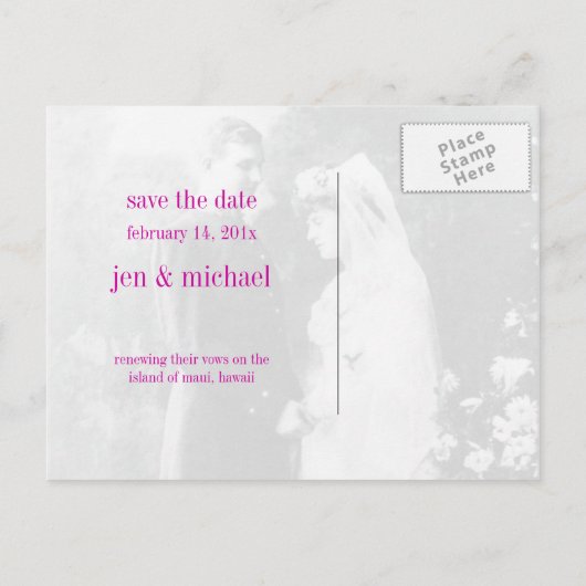 PixDezines Vernieuwen Geloften, sla de datum / DIY Aankondigingskaart (Achterkant)
