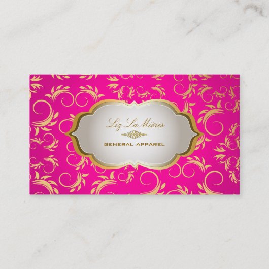 PixDezines  versailles demask/hot roze/gold Visitekaartje (Voorkant)