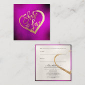 PixDezines Vibrant Fuschia Gold Deel de Liefde Vierkante Visitekaartje (Voorkant / Achterkant)