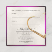 PixDezines Vibrant Fuschia Gold Deel de Liefde Vierkante Visitekaartje (Achterkant)