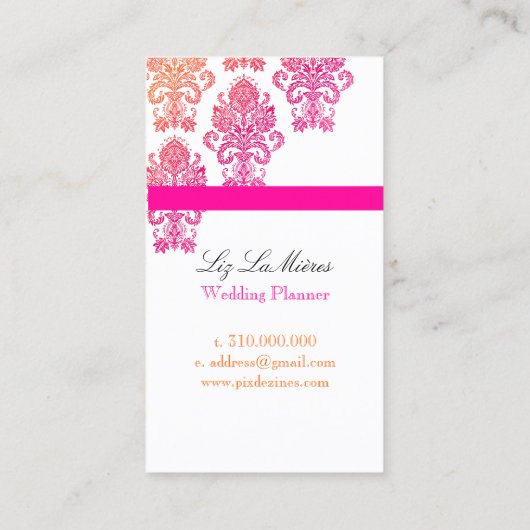 PixDezines Victoriaans Damask/DIY kleuren/sherbert Visitekaartje (Achterkant)