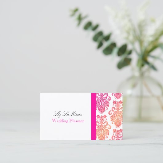 PixDezines Victoriaans Damask/DIY kleuren/sherbert Visitekaartje (Staand voorkant)