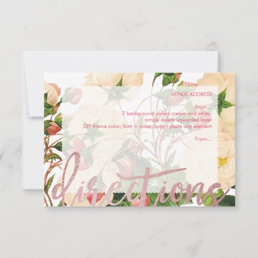 PixDezines Victoriaans Nivea-Rozen/Redoute Kaart (Achterkant)