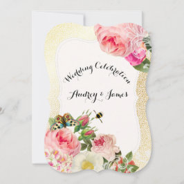 PixDezines Victoriaans rozen/pinda's/faux goudspec Kaart