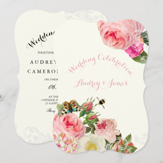 PixDezines Victoriaans rozen/pony's Kaart (Voorkant / Achterkant)