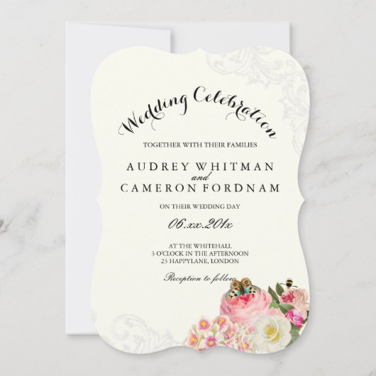 PixDezines Victoriaans rozen/pony's Kaart (Achterkant)