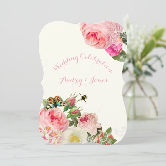 PixDezines Victoriaans rozen/pony's Kaart (Staand voorkant)