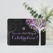 PixDezines vierde levensboom Bat Mitzvah Kaart (Staand voorkant)