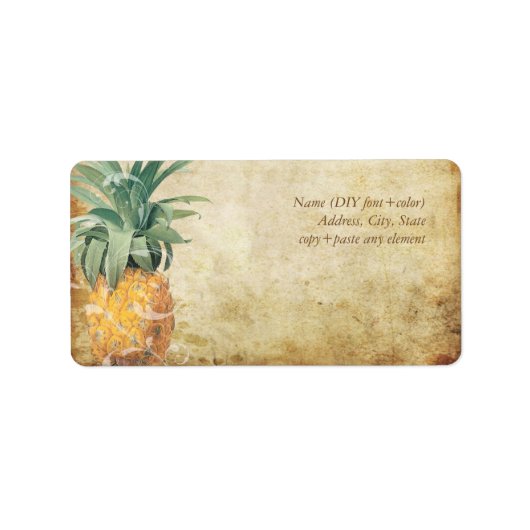 PixDezines Vintage Ananas/Nephout Papier Etiket (Voorkant)