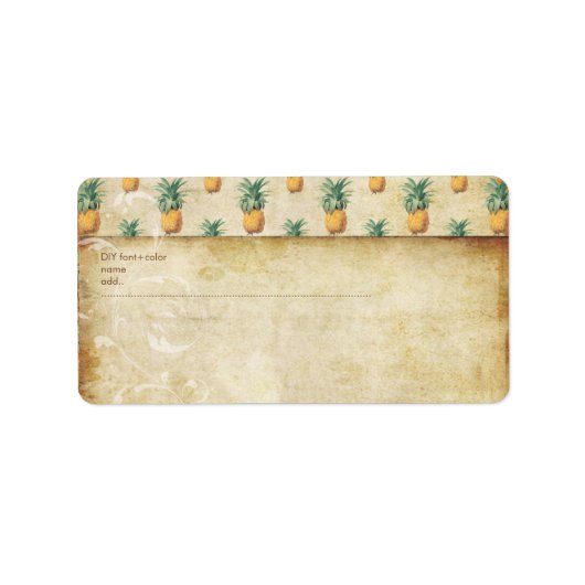 PixDezines Vintage Ananas/Neppapier Etiket (Voorkant)
