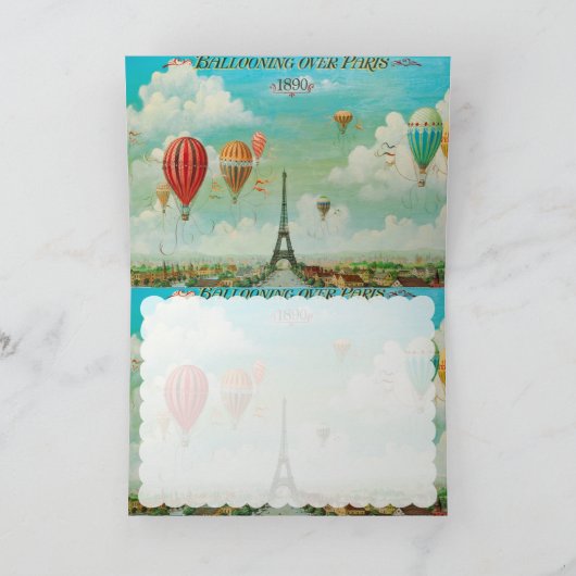 PixDezines vintage ballonnen/eiffel/parijs Kaart (Binnen)
