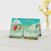 PixDezines vintage ballonnen/eiffel/parijs Kaart (Gele Bloem)