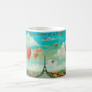 PixDezines vintage ballonnen/eiffeltoren/parijs Koffiemok