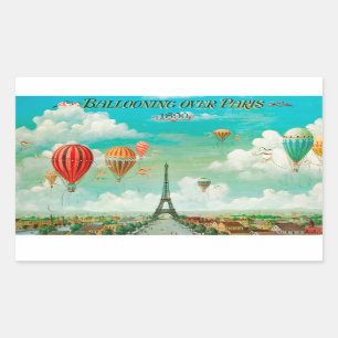 PixDezines vintage ballonnen/eiffeltoren/parijs Rechthoekige Sticker