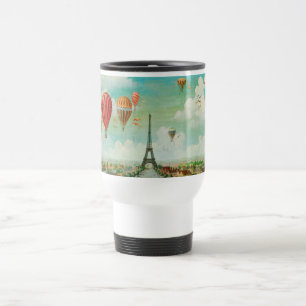 PixDezines vintage ballonnen/eiffeltoren/parijs Reisbeker
