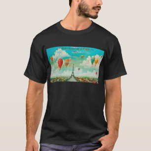 PixDezines vintage ballonnen/eiffeltoren/parijs T-shirt