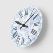 PixDezines Vintage Blue Roses Toile Ronde Klok (Hoek)