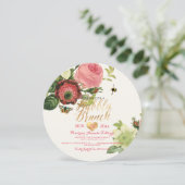 PixDezines Vintage Botanische Brunch+Bubbels Kaart (Staand voorkant)