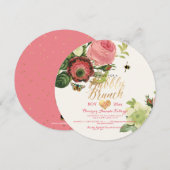 PixDezines Vintage Botanische Brunch+Bubbels Kaart (Voorkant / Achterkant)